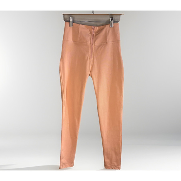 Freddy WR.UP Pants Sz S High Waisted Peach Pink Pastel Shaping Zip Legging Italy - Picture 1 of 14